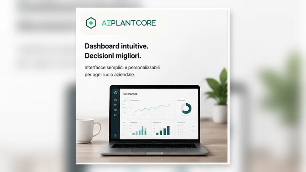Immagine generata con IA: Illustrazione di una dashboard personalizzabile con grafici di andamento e produttività, contenuto generato a scopo dimostrativo