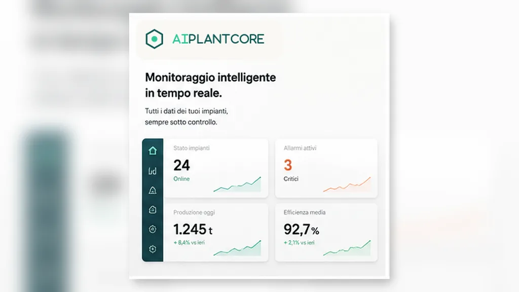 Immagine generata con IA: Illustrazione di una dashboard operativa in tempo reale con grafici e indicatori di produzione, contenuto generato a scopo dimostrativo