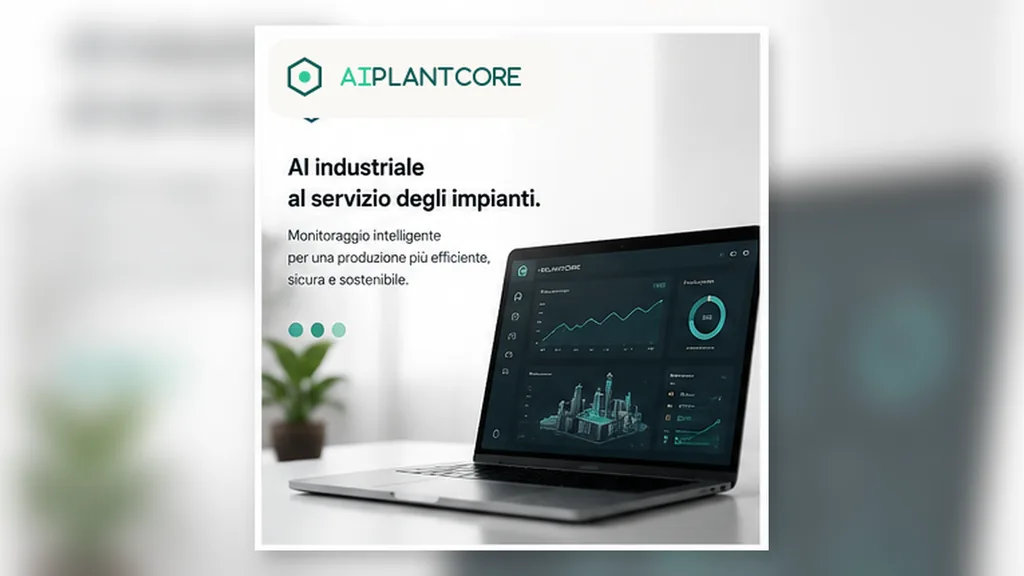 Immagine generata con IA: Illustrazione di una vista di monitoraggio impianto con stato macchine e indicatori operativi, contenuto generato a scopo dimostrativo