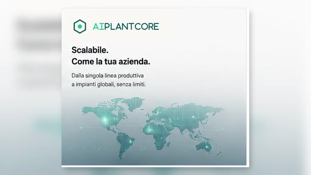 Immagine generata con IA: Illustrazione di una piattaforma che collega più stabilimenti su una mappa globale, contenuto generato a scopo dimostrativo